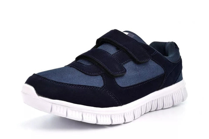 DEK T749 Mens navy/ blue combination Super light double touch fasten textile and faux suede trainers WITH MEMORY FOAM