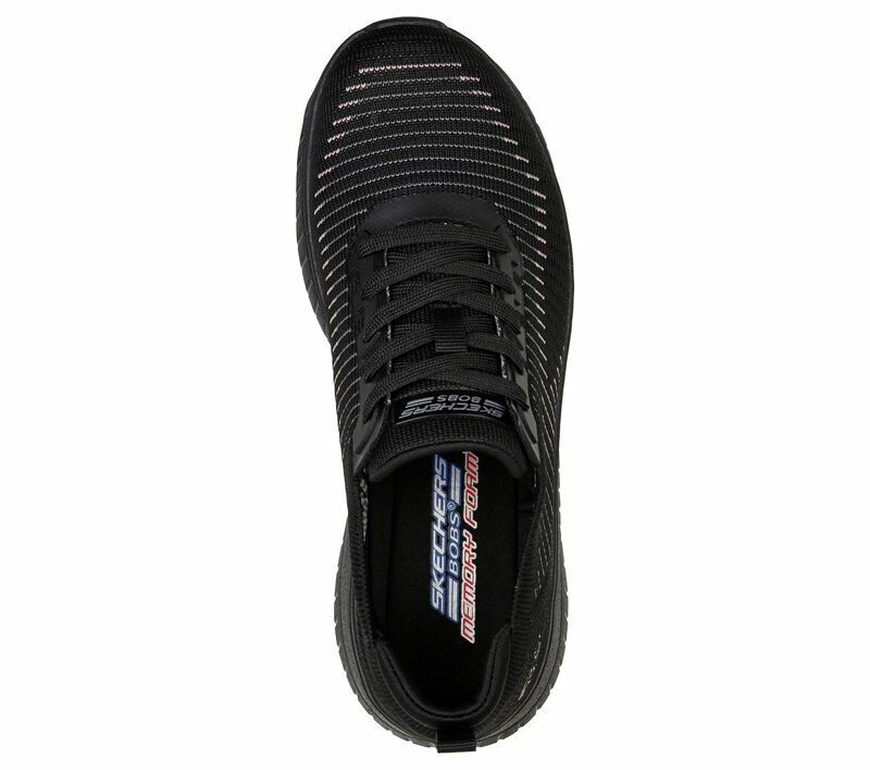 Skechers BOBS Renegade Parade Black Womens Trainers Memory Foam Mesh Lace Up