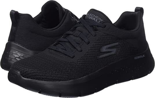 Skechers Go Walk Flex Black Ultra Go Cushioning Air Cooled Goga Mat Trainers