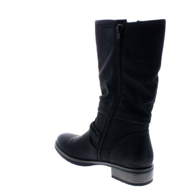 Rieker Antistress 98860 Ladies Black Zip Fur Lined Calf Boots