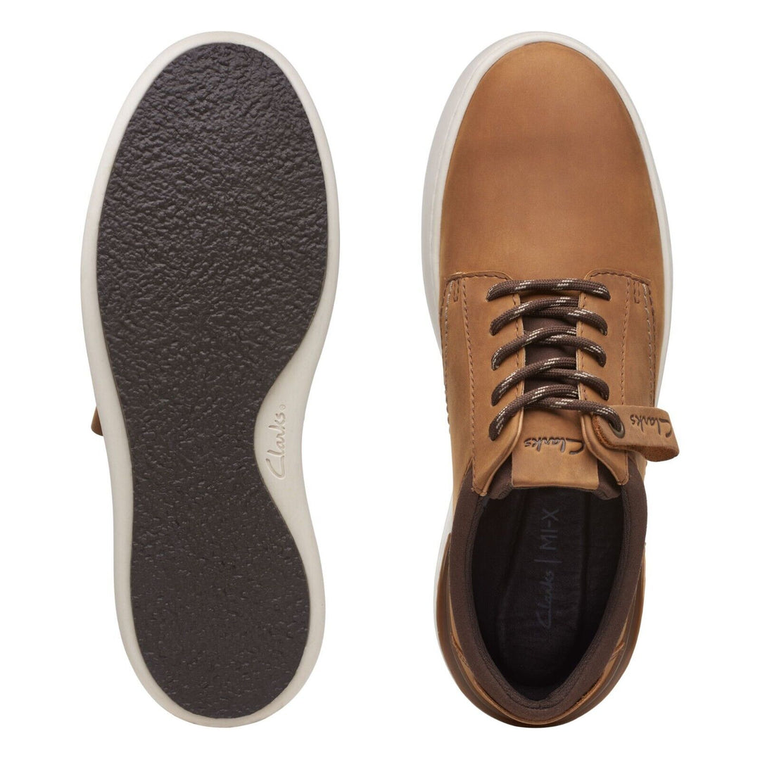 Clarks Courtlite Derby Standard G Fit Light Tan Waxy Leather Lace Up Casual Shoes Sneaker Trainers