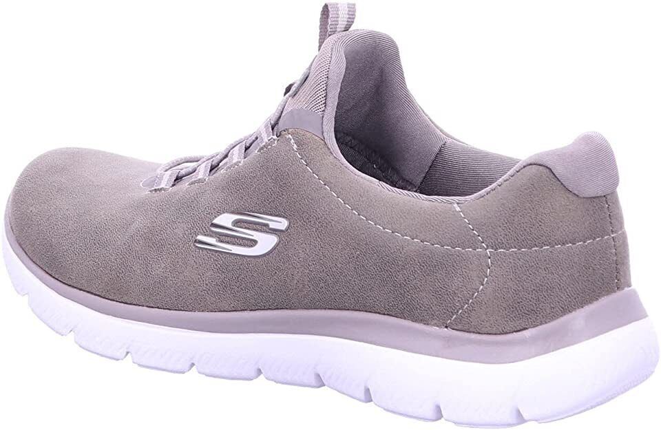 Skechers Ladies Dark Taupe Bungee Lace Memory Foam Trainers Summits Oh So Smooth