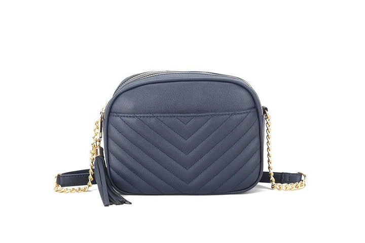 Long & Son Ladies Navy Small Handbag Crossbody Adjustable Chain/Strap Tassel