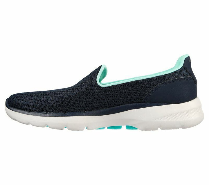 SKECHERS GO WALK 6 Big Splash Navy Memory Foam Comfort Washable Slip On Trainers