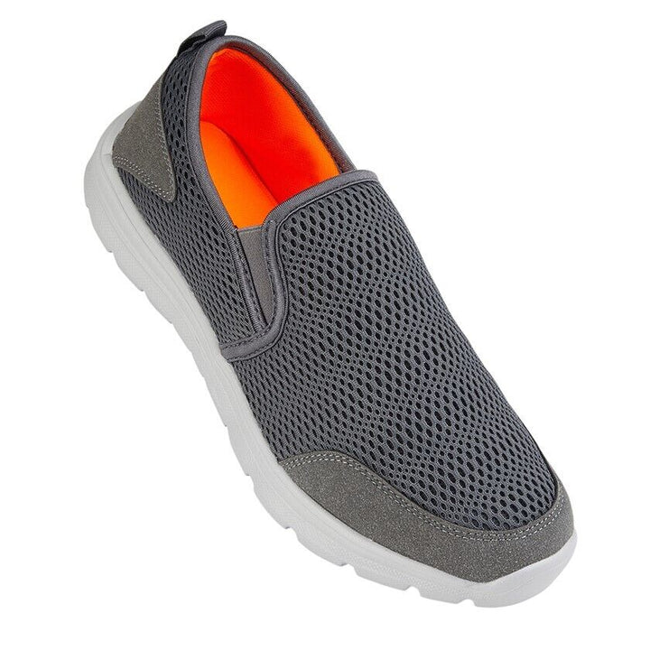 Dek M889 Mens Grey Mesh Lightweight Memory Foam Slip On Trainers With Stretch