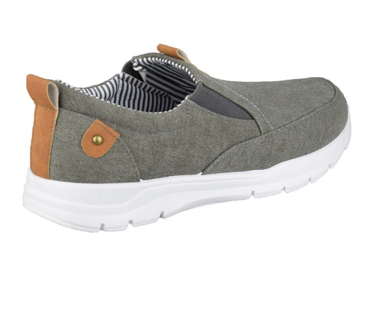 Dr Keller Geoff Mens Grey Canvas Elasticated Gussets Lightweight Casual Shoes