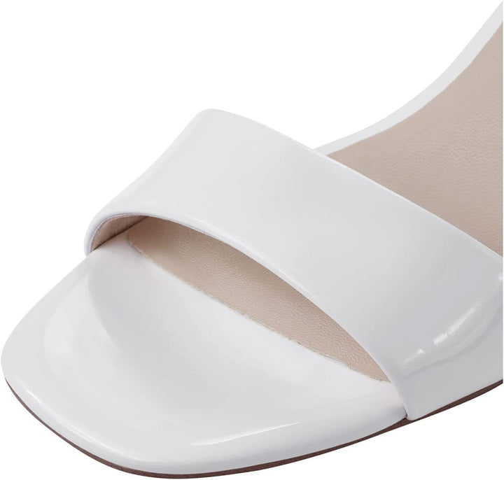 Tamaris 28228 Ladies Vegan White Patent Block Heel Touch Fasten Strap Sandals