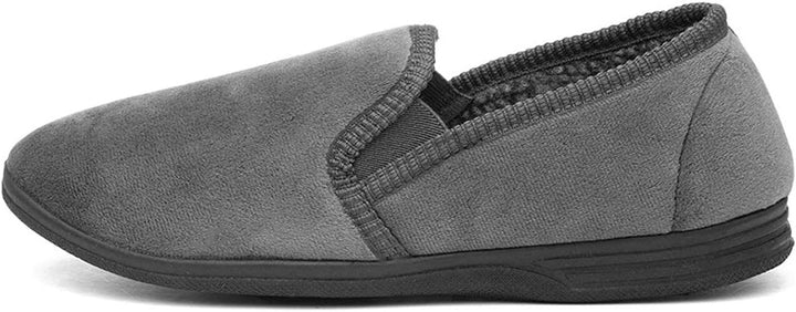 Jo & Joe Jake Mens Velour Grey Fleece Lined Slip On Elasticated Gusset Slipper