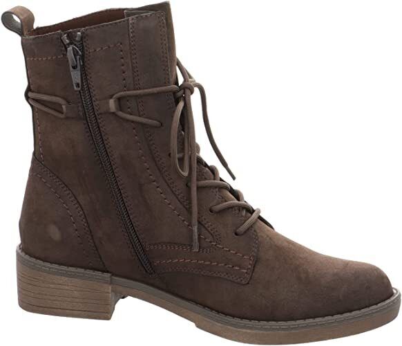 Tamaris 25118 Ladies Mocca Nubuck Military Style Lace Up Memory Foam Ankle Boot