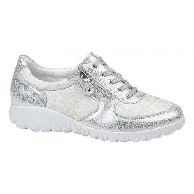 Waldlaufer Havy H89001 White Nubuck Leather Ortholite Lace Up Shoes With Zip