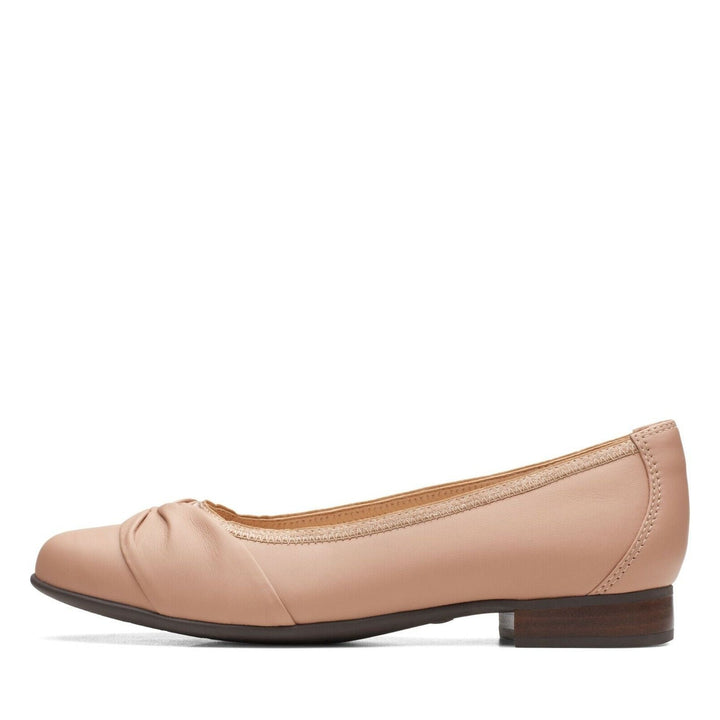 Clarks Un Blush Wish Praline Nude Leather Loafers Low Heel Slip On Court Shoes D Fit