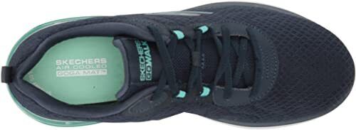 Skechers Dynamic Virtue Womens Memory Foam Navy/Turquoise Lace Up Mesh Trainers