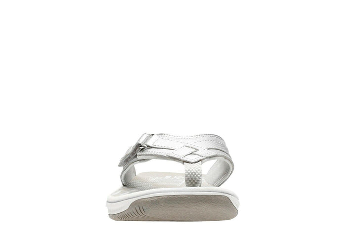 Clarks Brinkley Sea Ladies Silver Adjustable Toe Post Flip Flop Sandals