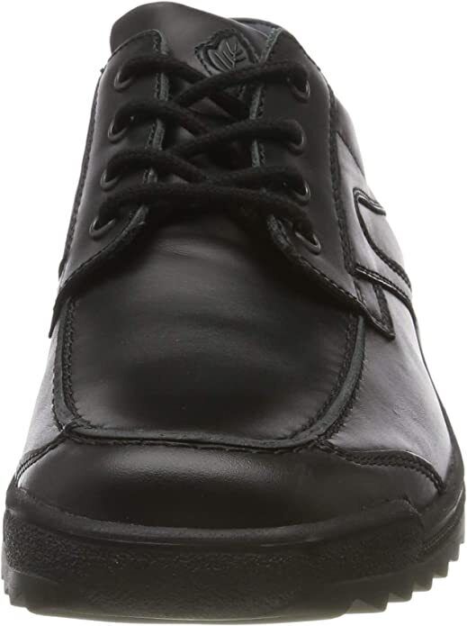 Waldlaufer Hendrik 483000 Mens Black Leather Wide Fitting Lace Up Casual Shoes