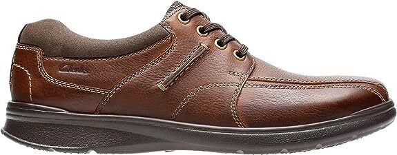 Clarks Cotrell Walk Wide H Fit Mens Tobacco Leather Lace Up Cushioned Shoes