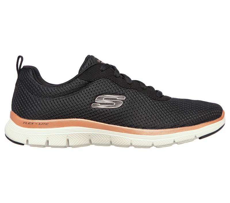 Skechers Flex Appeal 4.0 Brilliant View Black/Rose Gold Womens Mesh Trainers