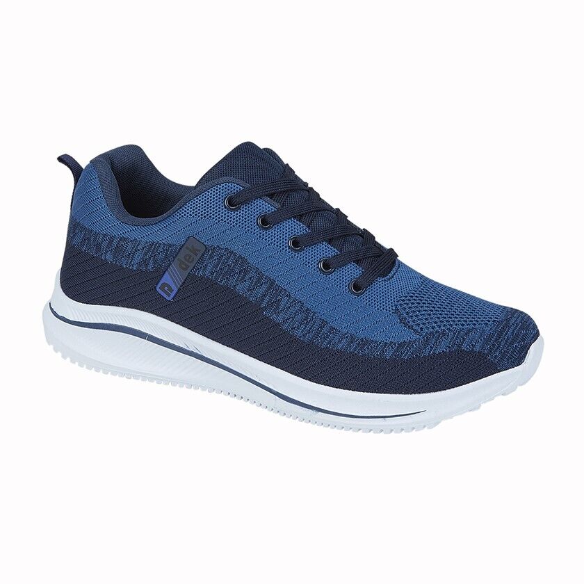 Dek T733 Mens Navy Mesh Textile Memory Foam Sock Lightweight Lace Up Trainers