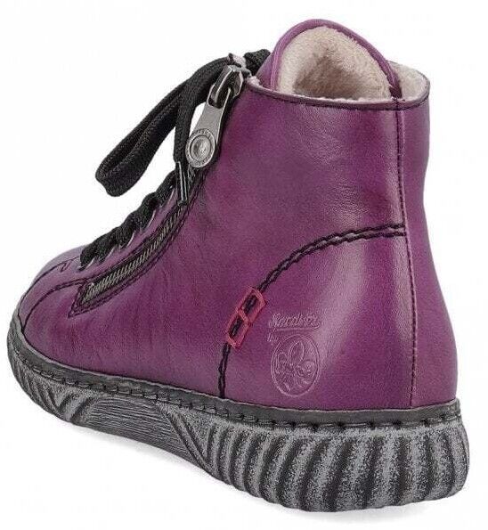 Rieker Ladies Purple Lace/Zip Up Faux Fur Lined Sneaker Style Ankle Boot N0921