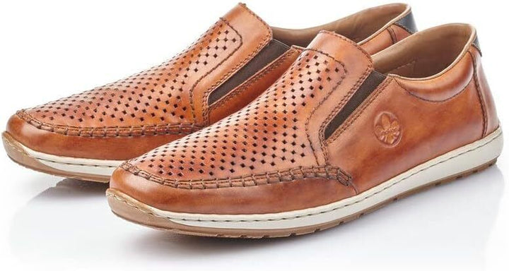 Rieker Antistress 08668 Mens Brown Leather Perforated Casual Slip On Shoes