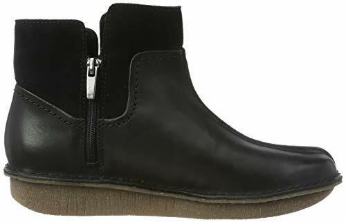 Clarks Funny Mid Womens Black Leather Wedge Sole Zip Up Ankle Chelsea Boots