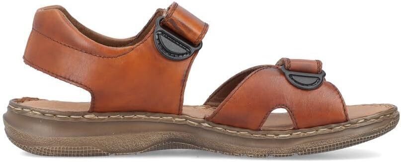 Mens Rieker Tan Leather Upper & Lined Double Touch Fasten Lightweight Sandals