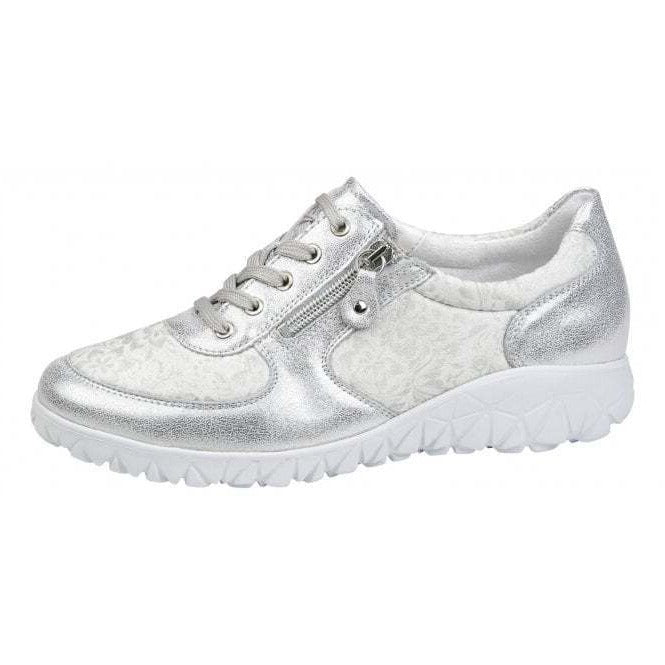 Waldlaufer Havy H89001 White Nubuck Leather Ortholite Lace Up Shoes With Zip