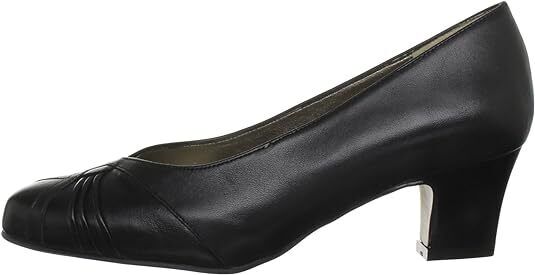 Equity Monique Ladies WIDE E FIT Classc Black Leather Mid Heel Court Shoes