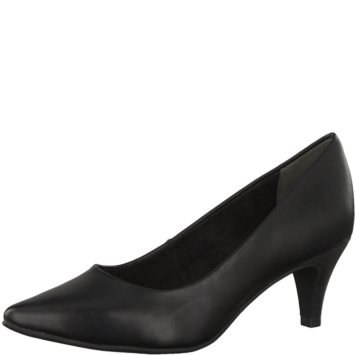 Tamaris 22445 Smooth Black Smart Low Kitten Heel Court Shoes Cabin Crew Office