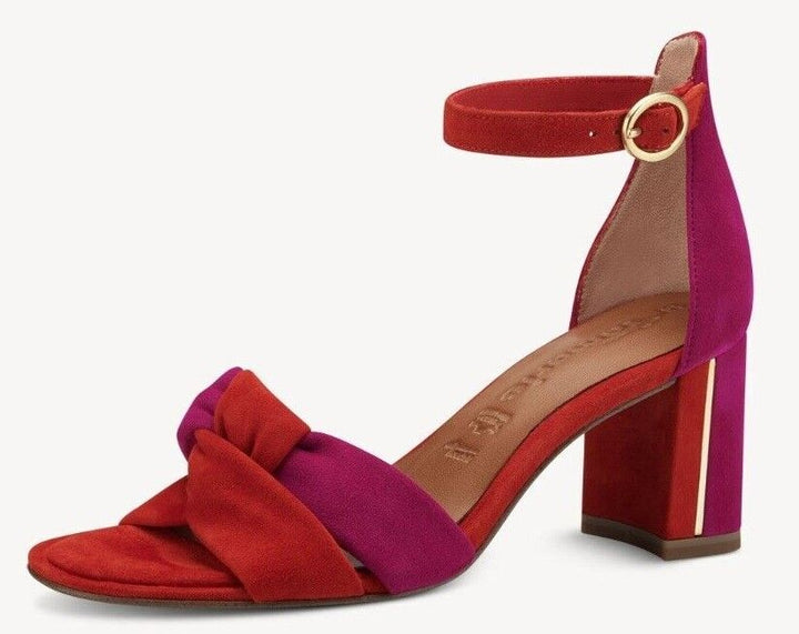 Tamaris 28321 Ladies Fushia/ Orange Suede Leather Ankle Strap Block Heel Sandals