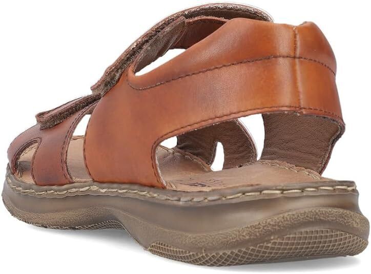 Mens Rieker Tan Leather Upper & Lined Double Touch Fasten Lightweight Sandals