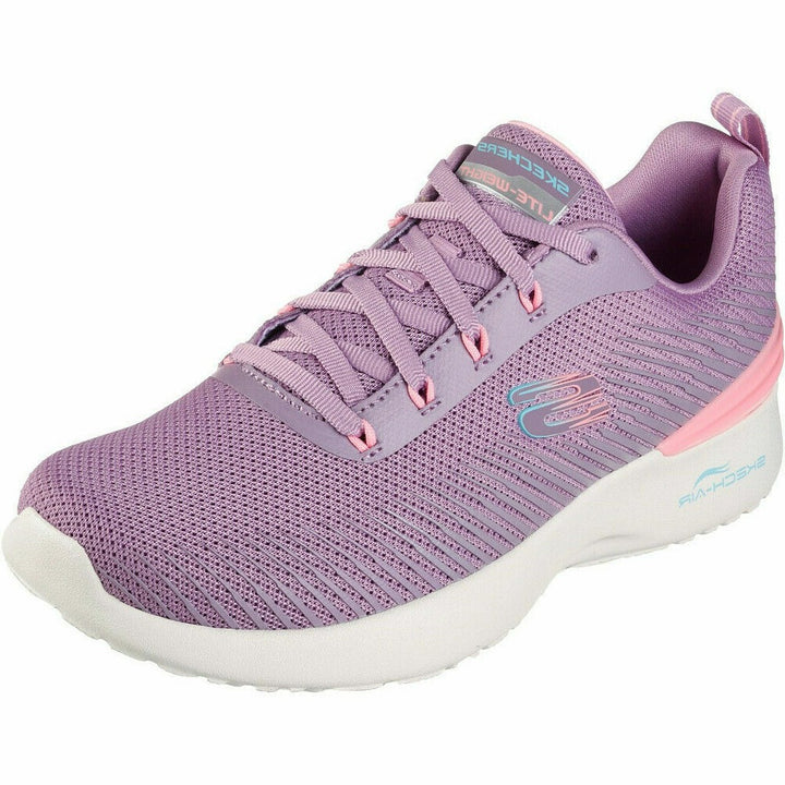 Skechers Luminosity Ladies Vegan Mauve Colour Lace Up Trainers With Extra Squishy Memory Foam