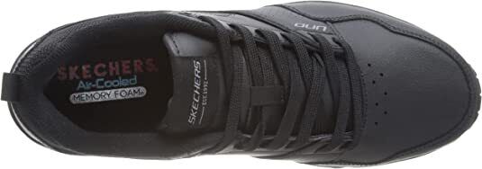 Skechers Uno  Suroka Mens Black Leather Air-Cushioned Midsole Lace Up Trainers