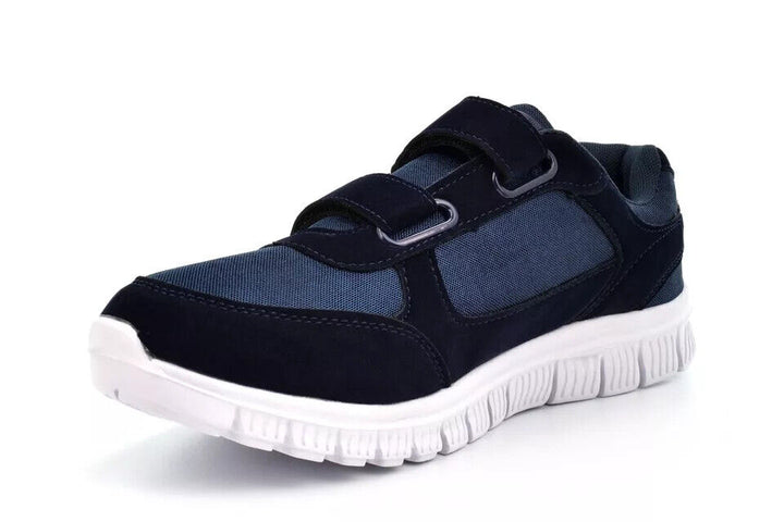 DEK T749 Mens navy/ blue combination Super light double touch fasten textile and faux suede trainers WITH MEMORY FOAM