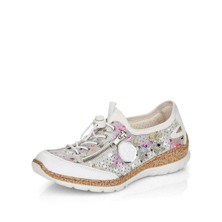 Rieker N42V1 Ladies Multi Coloured Perforated Upper Toggle/Zip Memosoft Sneaker Shoes