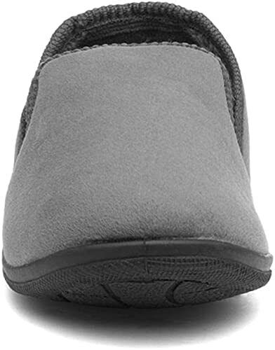 Jo & Joe Jake Mens Velour Grey Fleece Lined Slip On Elasticated Gusset Slipper