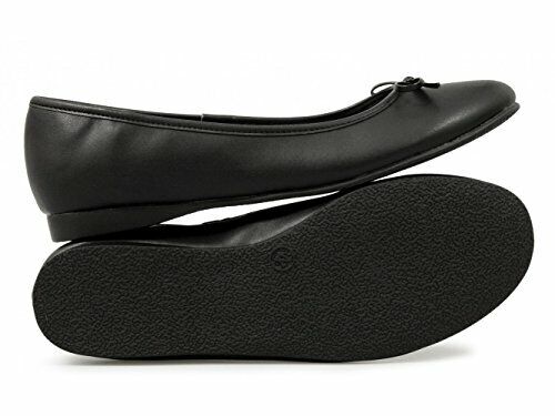 Boulevard L772 Ladies Girls Black Slip On Ballet Pumps School Dolly Shoes With Bow