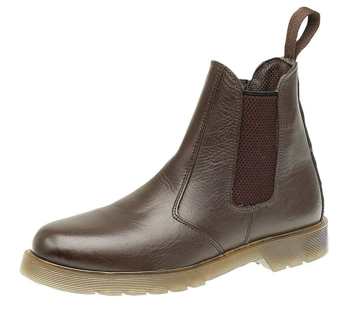 Grafters M573DB Dark Brown Leather Mens Pull On Air Cushion Dealer Chelsea Boots