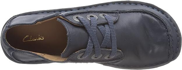 Clarks Funny Dream Womens Lace Up Curved Wedge Square Toe Shoes Navy Leather