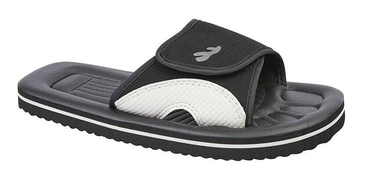 PDQ Unisex Mens Womens Kids Black & Grey Bathroom Waterproof Flip Flops Sizes 3 - 12