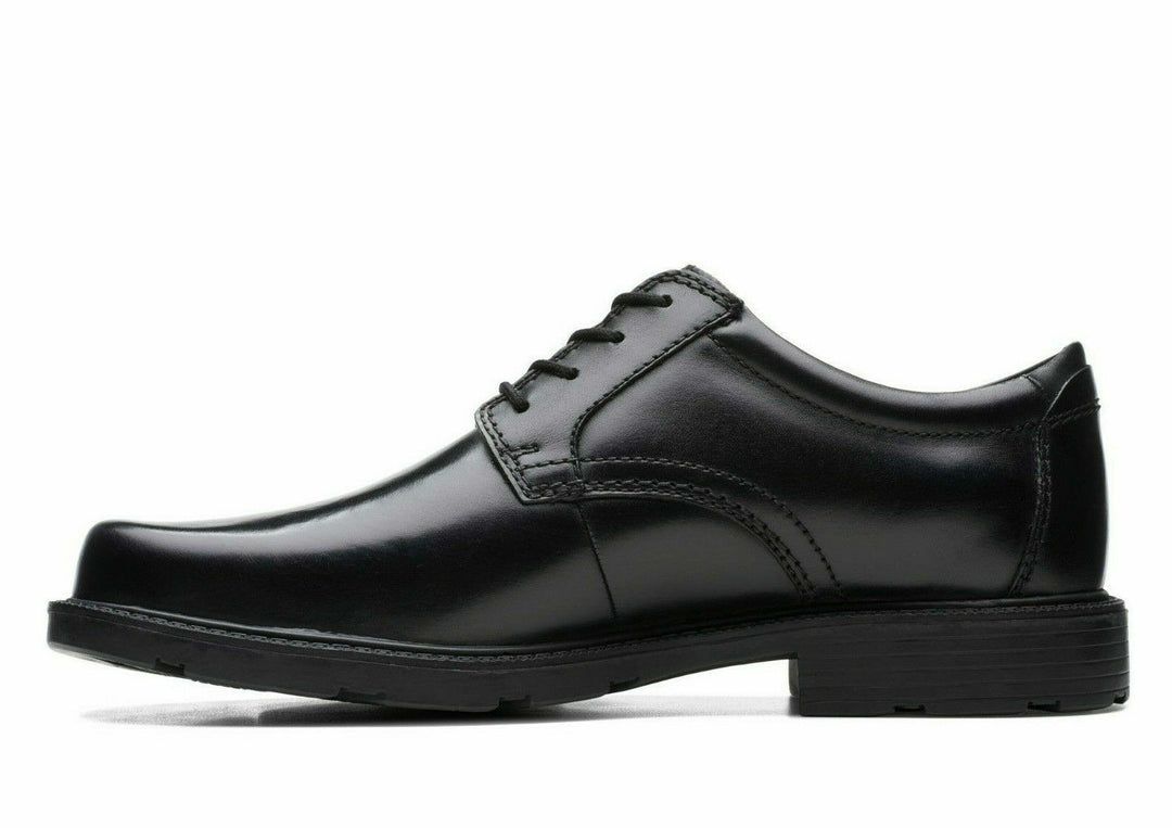 Clarks Kerton Lace Wide H Fit Mens Black Leather Wide Fit Lace Up Cushioned Formal Shoes