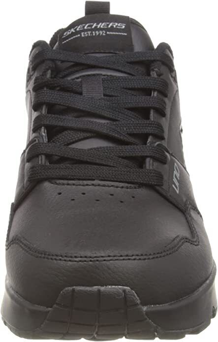 Skechers Uno  Suroka Mens Black Leather Air-Cushioned Midsole Lace Up Trainers