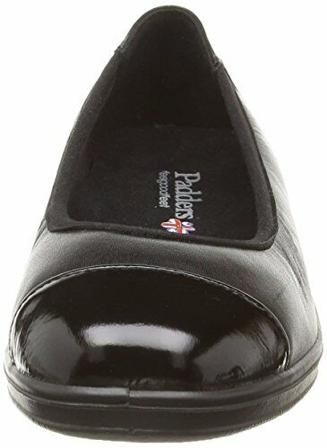 Padders Fearne Black Leather EXTRA WIDE EE Ballet Pump Slip On Shoe