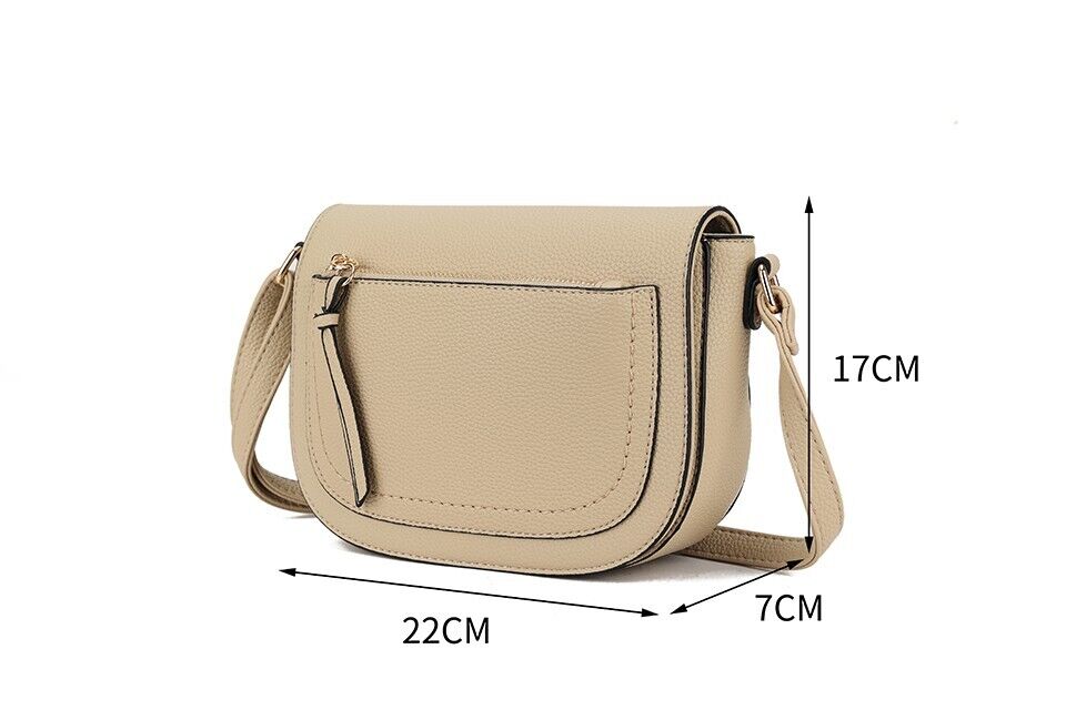 Long & Son Ladies Beige Handbag Crossbody With Flap Adjustable Strap