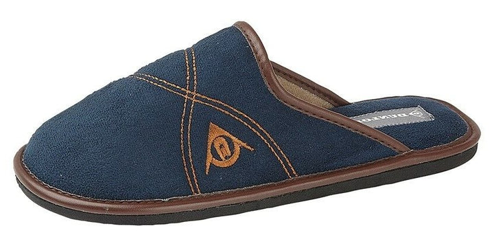 Dunlop Premier Mens Navy Blue Faux Suede Slip On Comfort Mule Slippers