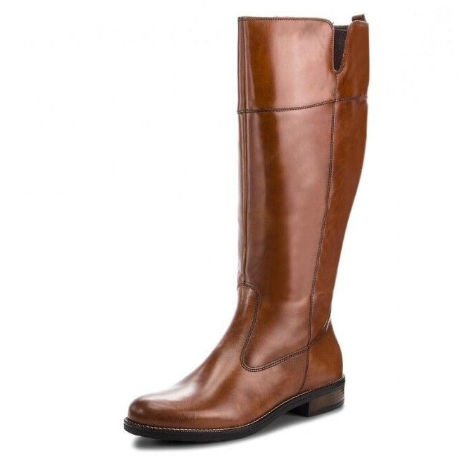 Tamaris 25542 Woman Tan Brown Leather Zip Up Knee High Riding Style Boots