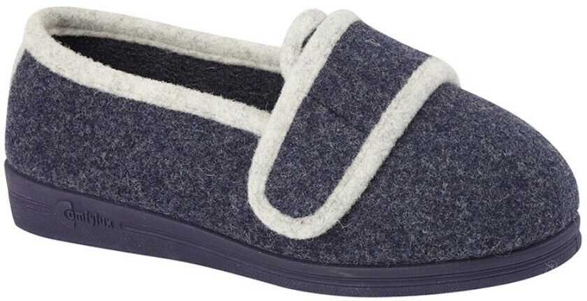 Comfylux Ladies LS294 Eliza Blue SUPER EEEE WIDE Fitting Touch Fasten Slippers