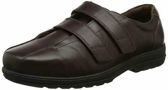 Padders Plus DARWIN Mens Brown Leather Touch Fasten SUPER WIDE Dual H/K Fitting Shoes