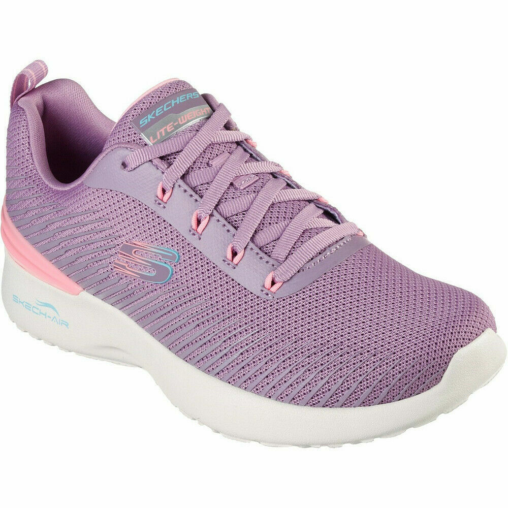 Skechers Luminosity Ladies Vegan Mauve Colour Lace Up Trainers With Extra Squishy Memory Foam