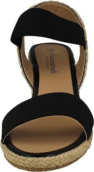 Savannah Collection F2301 Ladies Espadrille Comfort Mid Wedge Heel Elasticated Sandals