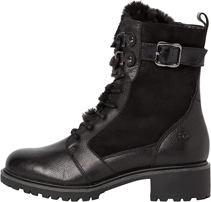 Tamaris 26852 Ladies Touch It Comfort Black Leather Nubuck Biker Style Ankle Boots